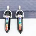 Colgante de cristal hexagonal con diamantes de imitación coloridos detalle de joyería. - Obsidiana