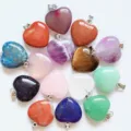 20mm cristal natural colgante corazon piedra preciosa amor collar joya regalo accesorio - Colores Mezclados Aleatorios