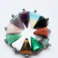 Pendolo in cristallo naturale ciondolo conico esagonale, accessorio collana di pietra preziosa. - Colori Misti Casuali