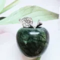 Natural crystal jade apple ornament with rhinestone leaf home decor gift peace fruit - Southern Jade