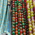 Colorful chalcedony loose beads dual-color jade round beads DIY handmade bracelet jewelry making accessories - Orange Green