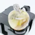 Crystal Apple Figurine Rhinestone Leaf Ornament Desktop Decor Gift Home Office Decor - Smoky Quartz (Synthetic)