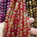 Colorful chalcedony loose beads semi-finished round beads for DIY bracelet jewelry accessories - Red