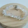 Bracelet en éclats de cristal naturel pierre de quartz irrégulière avec chaîne d'extension. - Verre Blanc
