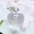 Ornement de pomme en cristal avec feuille strass, cadeau de décoration de maison en quartz. - Transparent