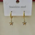 Elegant 18k gold plated stainless steel hoop earrings with crystal flower charms - 8mm Clear Flower Hoop Earrings
