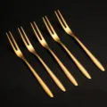 Fünf Stücke Edelstahl Kuchengabeln im Set, mattes Gold-Design, elegante Dessertgabeln. - Fruchtgabel / Gold