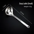 Stainless steel small soup ladle with long handle, durable kitchen cooking spoon 23.5cm. - Small Silver Soup Spoon