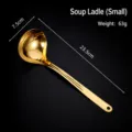 Gold stainless steel soup ladle with long handle, small size 23.5cm for kitchen cooking. - Small Gold Soup Spoon