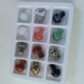 Natural crystal stone mini mushroom figurine variant set, gemstone carved decor in box. - 12 Random Colors