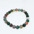 Natural colorful Indian agate round bead bracelet gemstone handmade jewelry accessory for women - 8mm