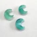 Perles en pierre œil de chat en forme de croissant de lune vert sarcelle pour bijoux - Pendentif Lune Œil de Chat Synthétique (Pendentif Seul) / Vert Paon