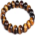Natural Tiger Eye Stone Bracelet Round Gemstone Beaded Single Loop Crystal Jewelry - 10mm / Tiger Eye Grade 3A (AB+)