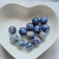 10mm natural blue gemstone round loose beads, undrilled crystal beads for jewelry DIY making. - No Hole / Blue Spot Stone