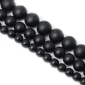 Perles en verre mat noir en vrac pour fabrication de bijoux DIY, perles rondes accessoires. - 10mm / Imitation agate noire mate de qualité A