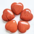 Pierres de cœur en jaspe rouge naturel cristaux polis pour guérison ensemble de 5 - Jaspe Rouge