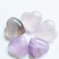Natural crystal heart gemstone pocket stone healing quartz love decor gift polished smooth. - Fluorite