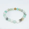 Natural Amazonite Stone Beaded Bracelet Elastic Multicolored Round Gemstone Jewelry Variant - Amazonite
