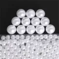 Perles d'imitation de perles haute brillance ABS perles en vrac pour fabrication de bijoux - 16 mm, env. 220 pcs pour 500 g / Perles blanc pur brillant à trou droit