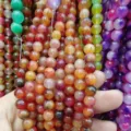 Colorful chalcedony loose gemstone beads semi-finished round DIY bracelet jewelry accessories - 04