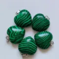 20mm colgante de corazon de cristal natural estilo malaquita verde collar jersey - Malaquita (Sintética)