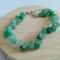 Bracelet en pierre de cristal vert naturel avec fermoir mousqueton argenté et chaîne - Aventurine Verte