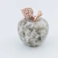 Figurine de pomme en pierre naturelle avec décor de feuille de métal strass cadeau - Pierre à Motifs