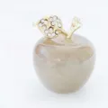 Natural crystal stone apple figurine with gold rhinestone leaf for home decor gift - Red Jasper
