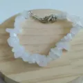 Natural crystal chip stone bracelet irregular quartz stone bracelet with lobster clasp. - White Jade