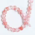 Natural pink crystal heart shaped loose beads for DIY jewelry making, necklace bracelet accessories. - Watermelon Red (Synthetic)