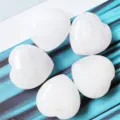 Natural white crystal quartz heart gemstone ornament, polished healing stone decor 3cm - White Crystal