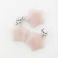 Pendentif étoile en quartz rose naturel pour la fabrication de colliers et bracelets DIY. - Pierre lumineuse rose (lueur bleue)