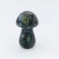 Natural crystal gemstone 3.5cm carved mushroom figurine for home office decor and gifts - Bloodstone