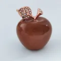 Brown Crystal Apple Ornament Rose Gold Rhinestone Leaf Home Decor Christmas Gift - Gold Sandstone (Synthetic)