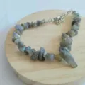 Natural crystal irregular chip gemstone bracelet with lobster clasp extension chain for women. - Labradorite