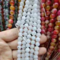 White chalcedony loose beads semi-finished round bead strands for DIY bracelet jewelry making - White