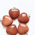 Colgante de corazón de piedra sol 20mm collar amor cristal joya regalo san valentin. - Piedra de Oro (Sintética)