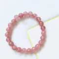 8mm natural pink crystal beaded bracelet for women, cute gemstone round quartz jewelry gift. - Strawberry Quartz