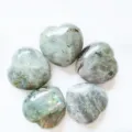 Natural stone crystal heart gemstone ornament, 3cm polished pocket heart stone, set of five. - Labradorite