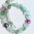 Natural stone heart shaped loose beads green purple crystal DIY jewelry making accessories - Fluorite