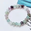 8mm Natural Multicolored Fluorite Stone Bead Bracelet Gemstone Jewelry for Women Daily Wear - Colorful Fluorite