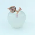 Beautiful crystal apple figurine with rhinestone leaf rose gold stem for home decor. - Opal (Synthetic)
