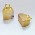 Natural Stone Crystal Mini Handbag Pendant Creative Jade Bag Ornament Yellow Gold Handle Variant - Egg Yolk Stone