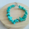 Natural turquoise stone chip bracelet irregular crystal gemstone jewelry for women extension chain - Blue Turquoise