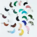 Natuurlijke kristallen kleine maan hanger kleurrijke halve maan ketting sieraden accessoire - Gemengde Kleuren Willekeurig