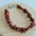 Red Agate Chip Bracelet with Lobster Clasp and Extension Chain for Women Natural Gemstone - Red Jasper