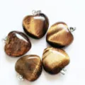 Colgante de corazón de cristal de ojo de tigre natural accesorio de joyería para collar DIY y regalos. - Ojo de tigre