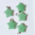Green crystal star pendant charm, pentagram shaped gemstone DIY jewelry making accessories. - Dark Green Luminous Stone (Blue Glow)