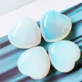 Synthetic opal heart gemstone ornament, 3cm polished crystal love pocket stone for decor. - Opalite (Synthetic)