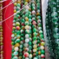 Colorful chalcedony loose beads dual-color jade gemstone DIY bracelet jewelry making accessories - Black and Red (02)